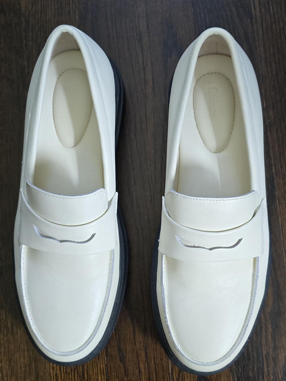 Quince Cream Loafers with Black Sole - Slip-On Penny Style